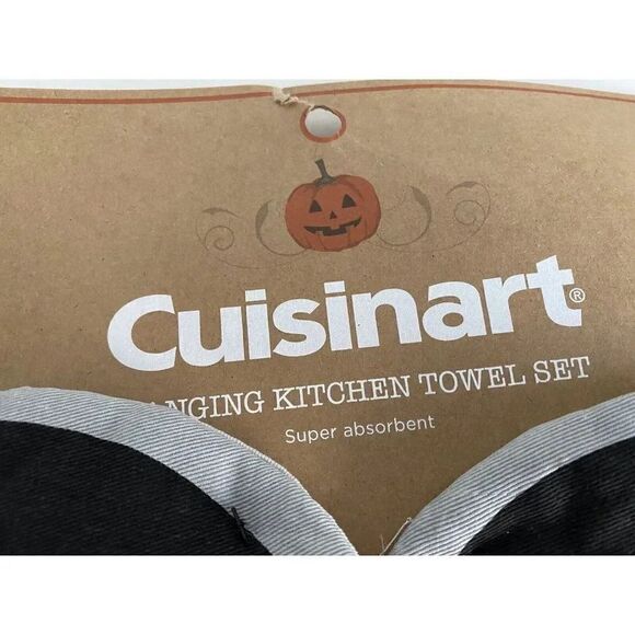Set Of 2 CUISINART HANGING KITCHEN Hand TOWELS Halloween GHOSTS NEW - Picture 2 of 12